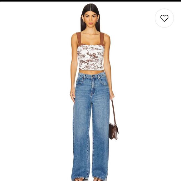 Free people Printed 2 Tone Tank in Oak Combo Brown and White size small - Picture 3 of 11